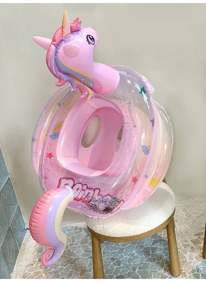 TAPIT Unicorn Inflatable Pool Float with Glitters Gradient Pink Swimming Ring Summer Outdoor Water Lounge Raft Fun Beach Floaties Vinyl Swim Floaty Pool Toys for Kids and Adults - Image 5